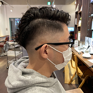 メンズフェード+スパイラルパーマ